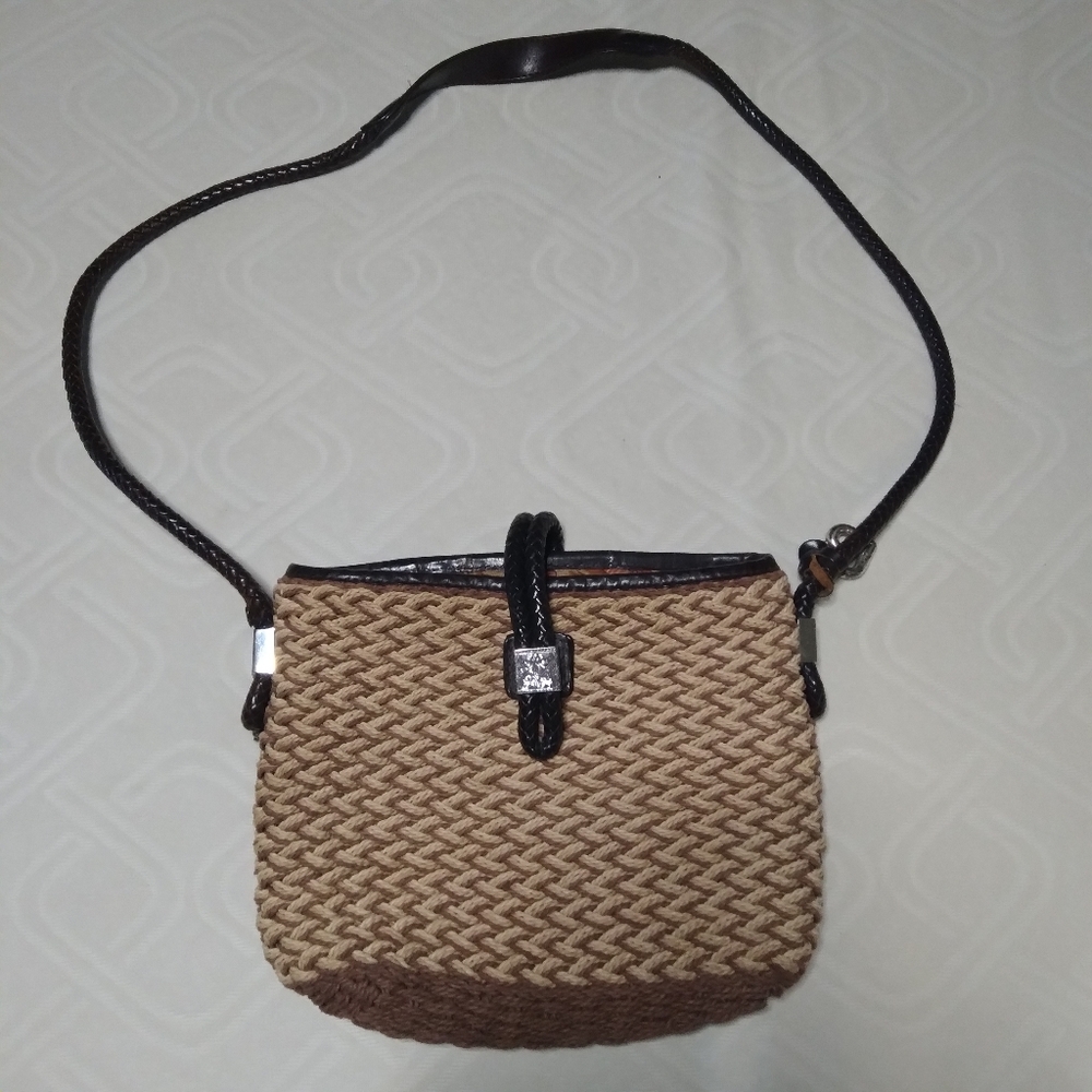 Brighton Woven Straw & Leather Purse With Cute Charms wicker